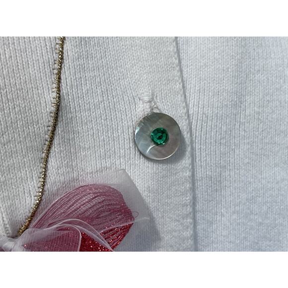 Vintage Shane Lee Christmas Tree Lights Fringe Hem Cardigan Sweater Womens XXL - Picture 5 of 11